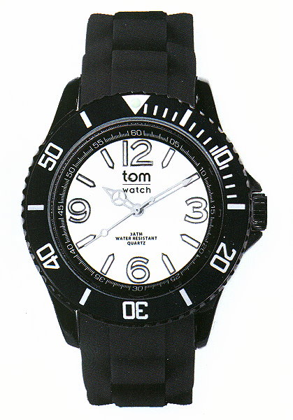  Uhr tom watch black white - black  44mm