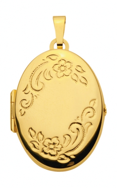 Medaillon oval Blumen II 21x28mm 8Kt GOLD